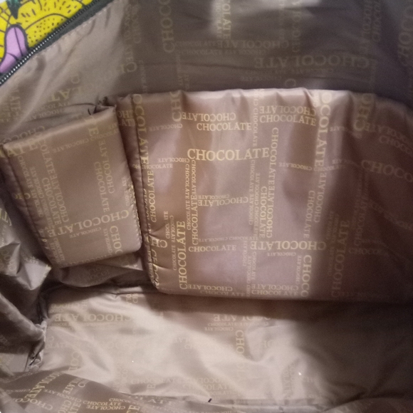 CHOCOLATE NEW YORK EUC FORAL TOTE BAG ZIPPER CLOSURE BEAUTIFUL COLORS VERY CLEAN - Picture 11 of 13